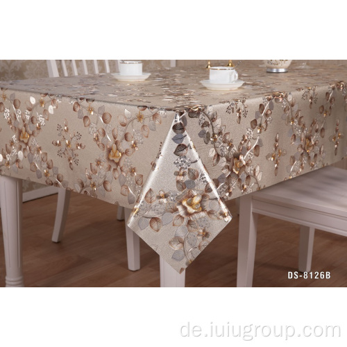 Quadratische Hochzeitsfest PVC Gold Tischdecke